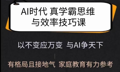 Ai时代真学霸思维与学习方法课，有格局且接地气，家庭教育有力参考-心思维创富网_网上创业教程_网络创业项目