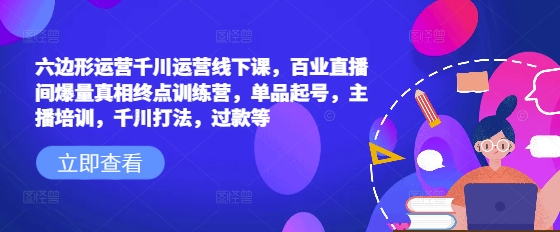 六边形运营千川运营线下课，百业直播间爆量真相终点训练营，单品起号，主播培训，千川打法，过款等-心思维创富网_网上创业教程_网络创业项目