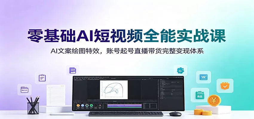 零基础AI短视频全能实战课：AI文案绘图特效，账号起号直播带货完整变现体系-心思维创富网_网上创业教程_网络创业项目