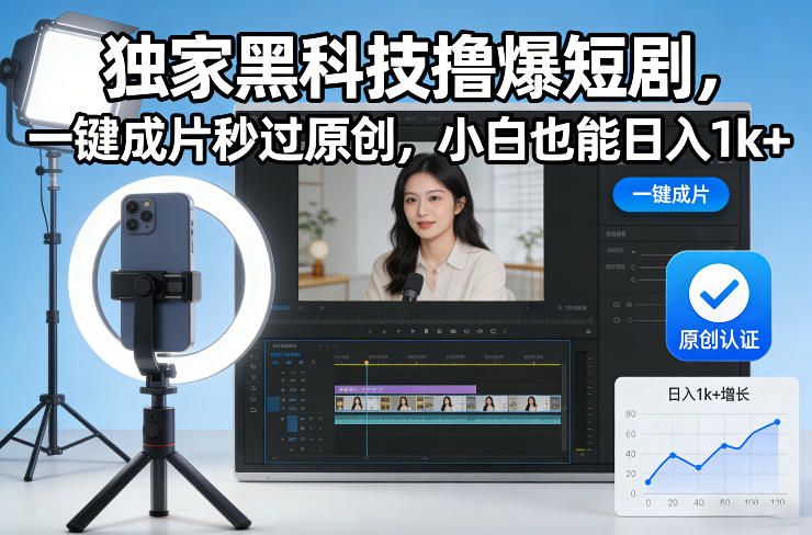 独家黑科技撸爆短剧，一键成片秒过原创，小白也能日入1k+【揭秘】-心思维创富网_网上创业教程_网络创业项目