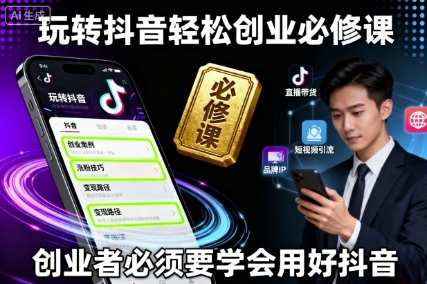 玩转抖音轻松创业必修课，创业者必须要学会用好抖音-心思维创富网_网上创业教程_网络创业项目