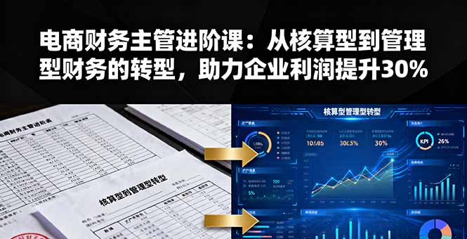 电商财务主管进阶课：从核算型到管理型财务的转型，助力企业利润提升30%-心思维创富网_网上创业教程_网络创业项目