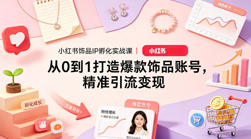 小红书饰品IP孵化实战课｜从0到1打造爆款饰品账号，精准引流变现-心思维创富网_网上创业教程_网络创业项目
