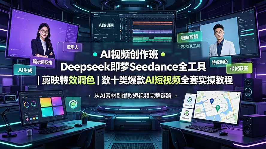 AI视频创作班◆Deepseek即梦Seedance全工具｜剪映特效调色｜数十类爆款AI短视频全套实操教程-心思维创富网_网上创业教程_网络创业项目