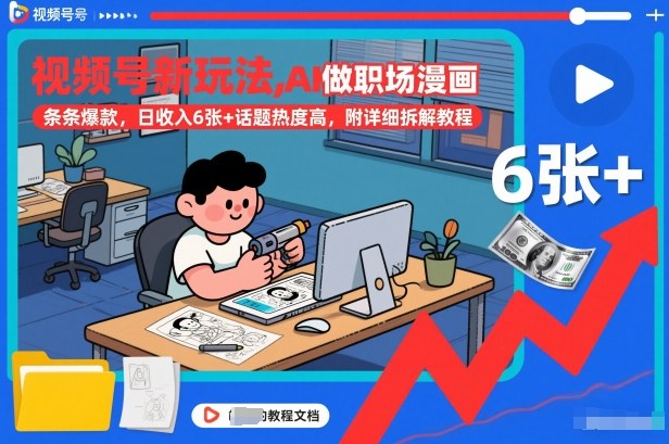 视频号新玩法，AI做职场漫画，条条爆款，日收入6张+话题热度高，附详细拆解教程-心思维创富网_网上创业教程_网络创业项目
