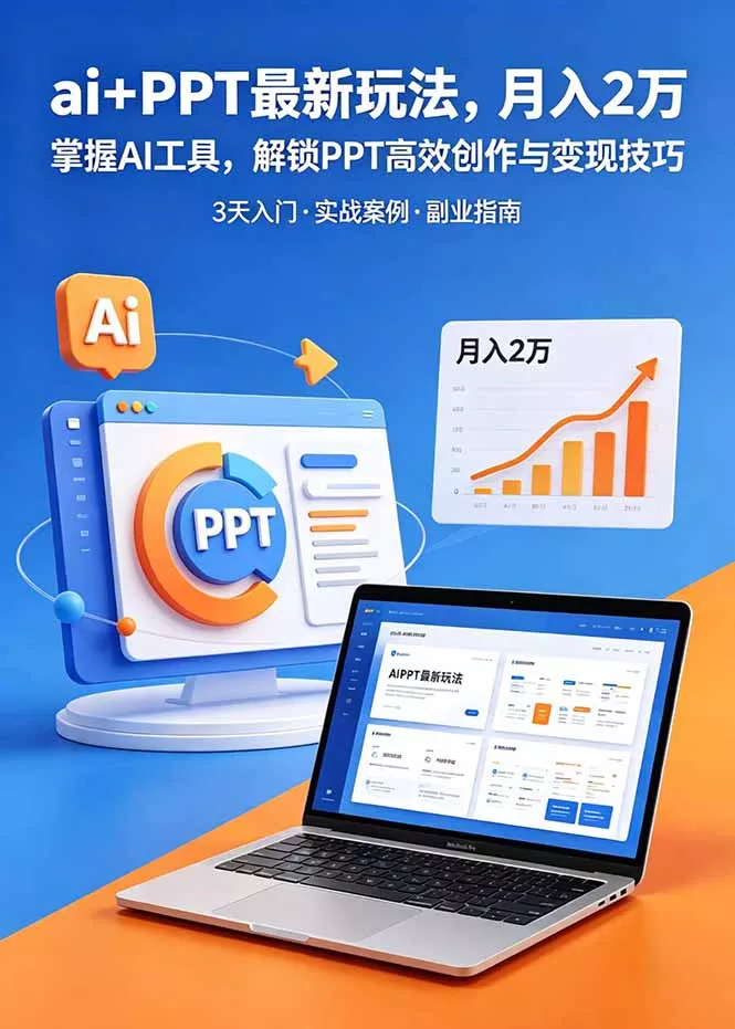 ai+PPT最新玩法，月入2万掌握AI工具，解锁PPT高效创作与变现技巧3天入门，实战案例·副业指南-心思维创富网_网上创业教程_网络创业项目