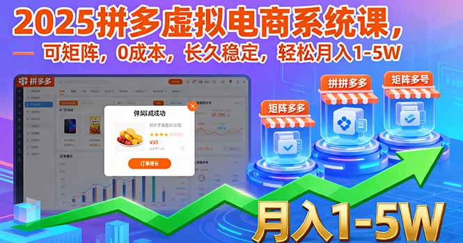 2025拼多多虚拟电商系统课，可矩阵，0成本，长久稳定，轻松月入1-5W-心思维创富网_网上创业教程_网络创业项目