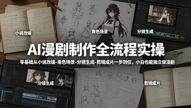 AI漫剧制作全流程实操，零基础从小说改编-角色场景-分镜生成-剪辑成片一步到位，小白也能独立做漫剧-心思维创富网_网上创业教程_网络创业项目