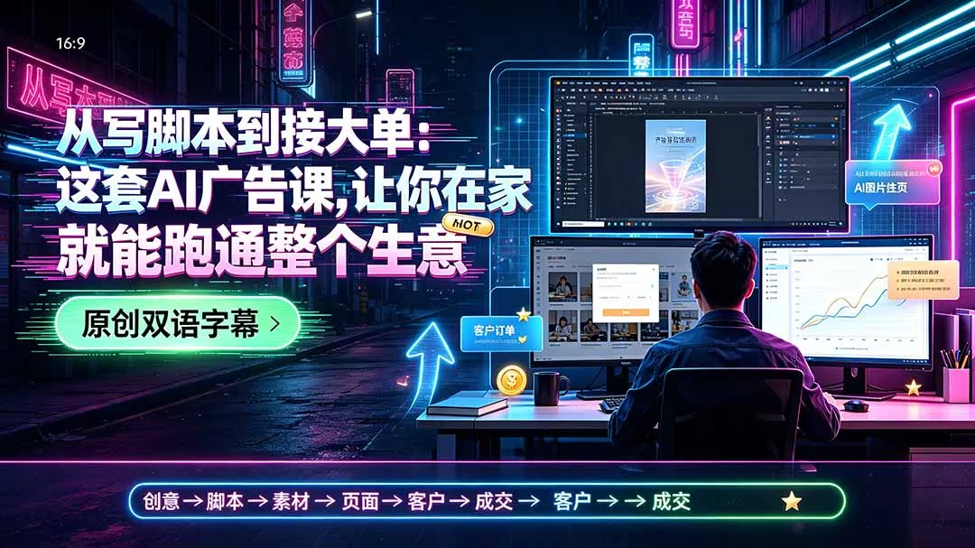 从写脚本到接大单：这套AI广告课，让你在家就能跑通整个生意【原创双语字幕】-心思维创富网_网上创业教程_网络创业项目