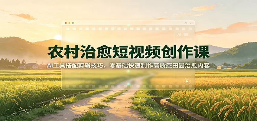 农村治愈短视频创作课：AI工具搭配剪辑技巧，零基础快速制作高质感田园治愈内容-心思维创富网_网上创业教程_网络创业项目