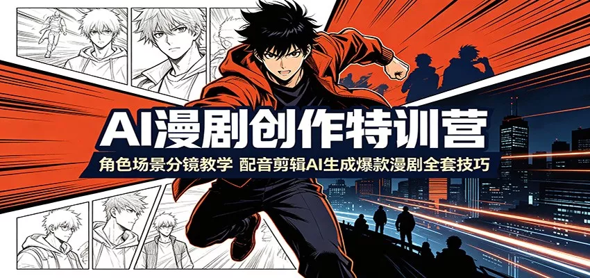 AI漫剧创作特训营：角色场景分镜教学，配音剪辑AI生成爆款漫剧全套技巧-心思维创富网_网上创业教程_网络创业项目
