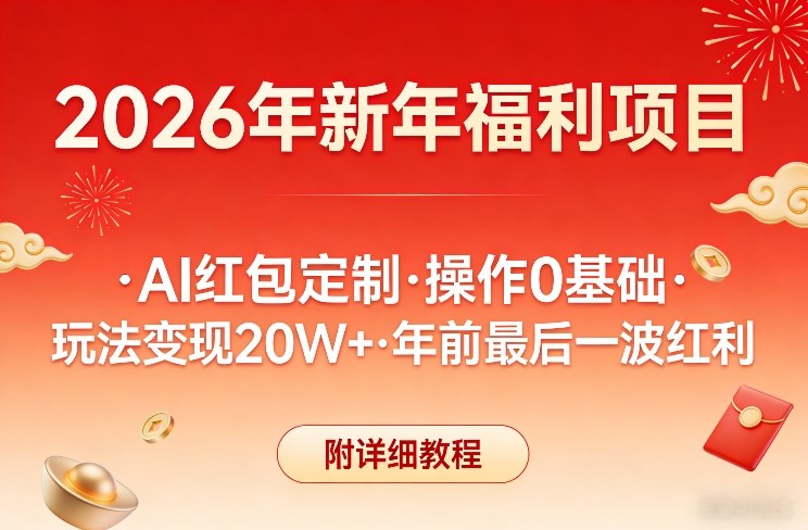 新年福利项目，AI红包定制，操作0基础，玩法变现20W+年前最后一波红利，附详细教程-心思维创富网_网上创业教程_网络创业项目