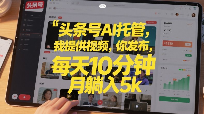 头条号AI托管，我提供视频，你发布，每天10分钟，月躺入5k+【揭秘】-心思维创富网_网上创业教程_网络创业项目