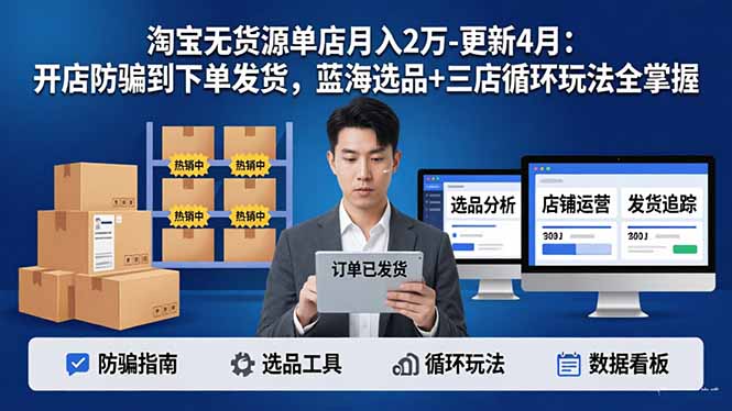 淘宝无货源5.0单店月入2万-更新4月：开店防骗到下单发货，蓝海选品+三店循环玩法全掌握-心思维创富网_网上创业教程_网络创业项目
