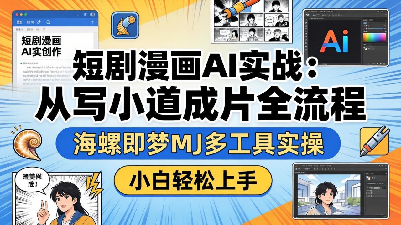 短剧漫画AI实战：从写小说到成片全流程，海螺即梦MJ多工具实操，小白轻松上手-心思维创富网_网上创业教程_网络创业项目