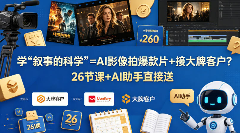 学《叙事的科学》=AI影像拍爆款片+接大牌客户？26节课+AI助手直接送【原创双语字幕】-心思维创富网_网上创业教程_网络创业项目