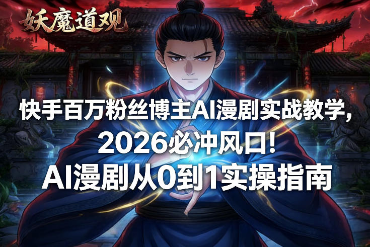快手百万粉丝博主AI漫剧实战教学，2026必冲风口！AI漫剧从0到1实操指南-心思维创富网_网上创业教程_网络创业项目