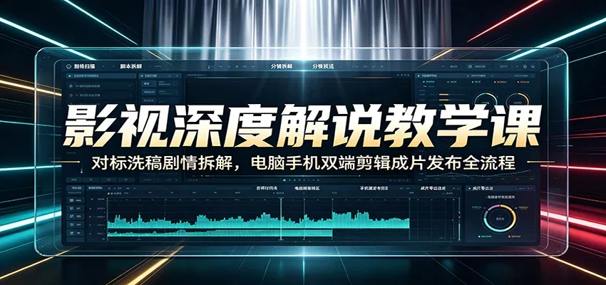 影视深度解说教学课：对标洗稿剧情拆解，电脑手机双端剪辑成片发布全流程-心思维创富网_网上创业教程_网络创业项目