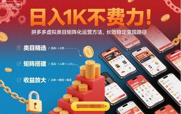 日入1K不费力！拼多多虚拟类目矩阵化运营方法，长效稳定变现路径-心思维创富网_网上创业教程_网络创业项目