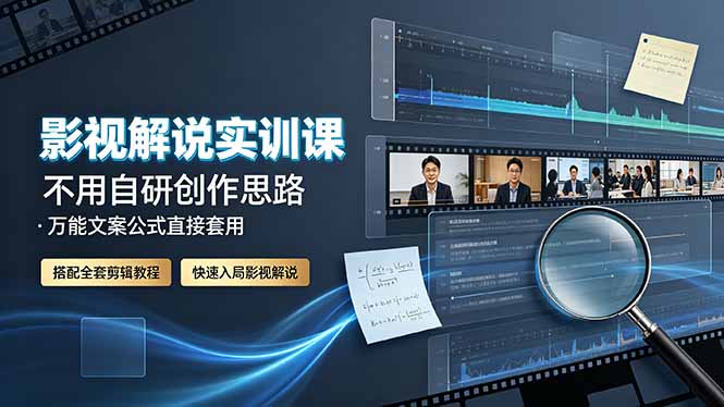 影视解说实训课：不用自研创作思路，万能文案公式直接套用，搭配全套剪辑教程，快速入局影视解说-心思维创富网_网上创业教程_网络创业项目