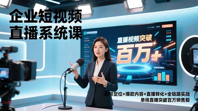 企业短视频直播系统课，账号定位+爆款内容+直播转化+全链路实战，单场直播突破百万销售额-心思维创富网_网上创业教程_网络创业项目