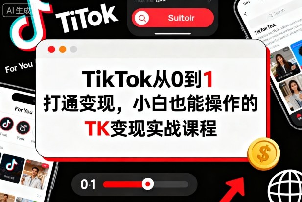 TikTok从0到1打通变现，小白也能操作的TK变现实战课程-心思维创富网_网上创业教程_网络创业项目