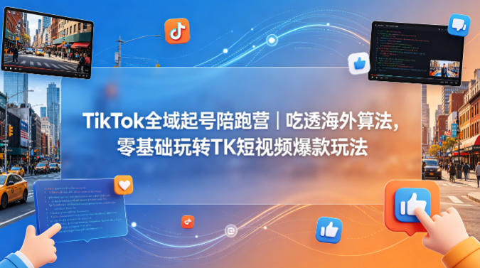 TikTok全域起号陪跑营｜吃透海外算法，零基础玩转TK短视频爆款玩法-心思维创富网_网上创业教程_网络创业项目