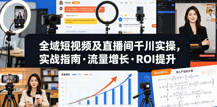 全域短视频及直播间千川实操，实战指南·流量增长·ROI提升(更新)-心思维创富网_网上创业教程_网络创业项目