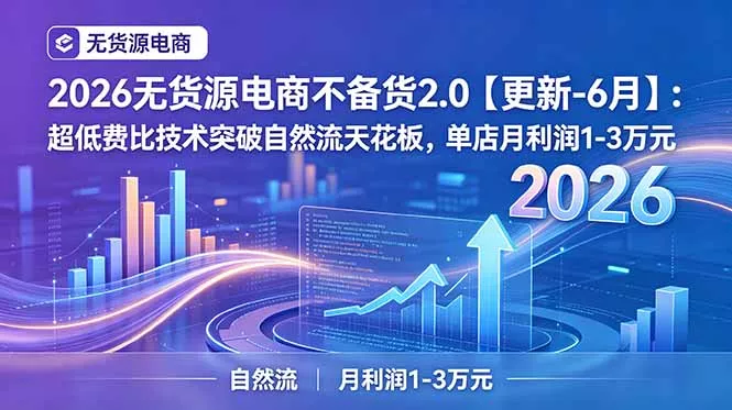 2026无货源电商不备货2.0【更新-6月】：超低费比技术突破自然流天花板，单店月利润1-3万元-心思维创富网_网上创业教程_网络创业项目