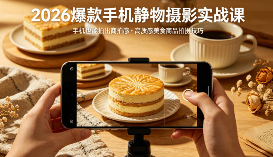 2026爆款手机静物摄影实战课，手机也能拍出商拍感，学会拍出高质感美食商品-心思维创富网_网上创业教程_网络创业项目