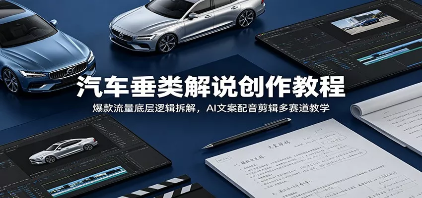 汽车垂类解说创作教程：爆款流量底层逻辑拆解，AI文案配音剪辑多赛道教学-心思维创富网_网上创业教程_网络创业项目