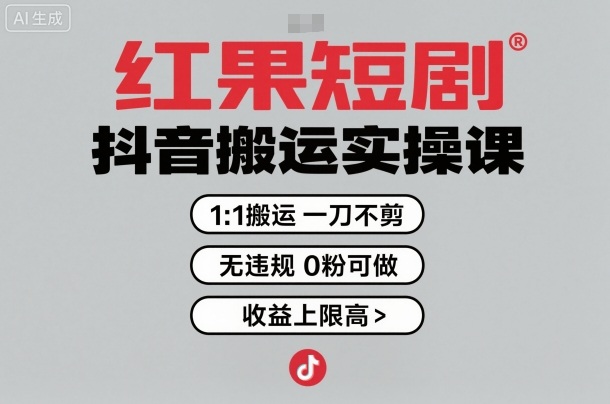 红果短剧拉新之抖音搬运实操课，1：1搬运，一刀不剪，无违规，0粉可做，收益上限高-心思维创富网_网上创业教程_网络创业项目