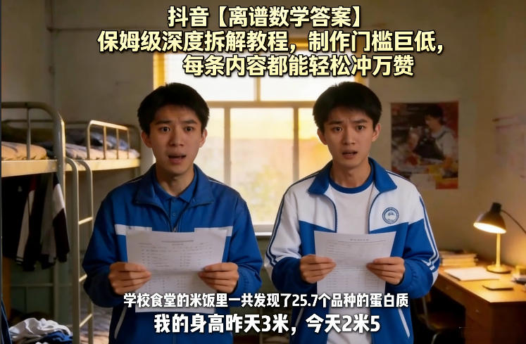 抖音【离谱数学答案】保姆级深度拆解教程，制作门槛巨低，每条内容都能轻松冲万赞，附详细步骤-心思维创富网_网上创业教程_网络创业项目