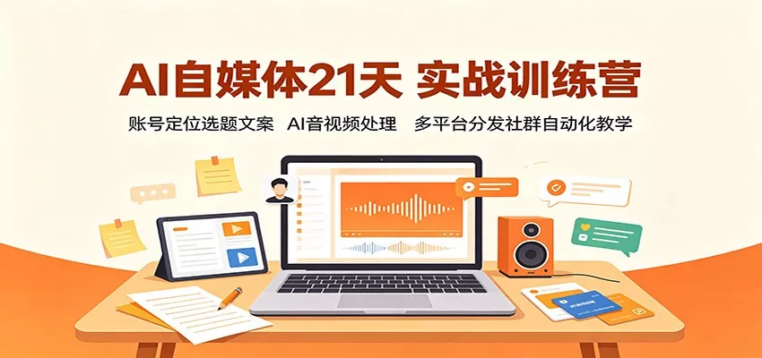 AI自媒体21天实战训练营：账号定位选题文案，AI音视频处理，多平台分发社群自动化教学-心思维创富网_网上创业教程_网络创业项目