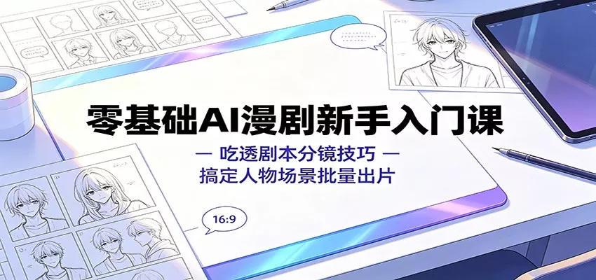 零基础AI漫剧新手入门课：吃透剧本分镜技巧，搞定人物场景批量出片-心思维创富网_网上创业教程_网络创业项目
