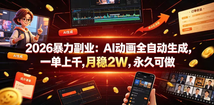 2026暴力副业：AI动画全自动生成，一单上千，月稳2W，永久可做【揭秘】-心思维创富网_网上创业教程_网络创业项目