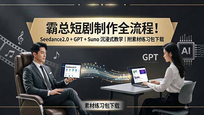 霸总短剧制作全流程！Seedance2.0 + GPT + Suno 沉浸式教学｜附素材练习包下载-心思维创富网_网上创业教程_网络创业项目