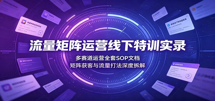 流量矩阵运营线下特训实录：多赛道运营全套SOP文档，矩阵获客与流量打法深度拆解-心思维创富网_网上创业教程_网络创业项目