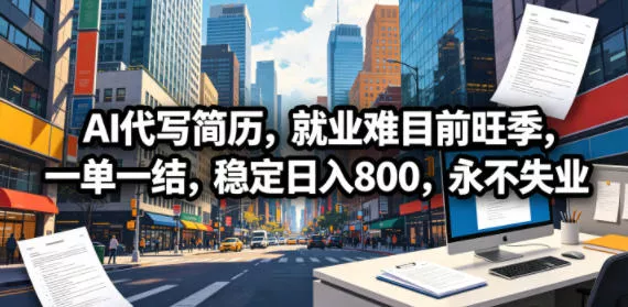 AI代写简历，就业难目前旺季，一单一结，稳定日入800，永不失业-心思维创富网_网上创业教程_网络创业项目