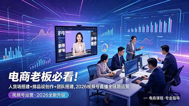 电商老板必看！人货场搭建+排品设计+素材创作+团队搭建，2026视频号直播全链路运营-心思维创富网_网上创业教程_网络创业项目