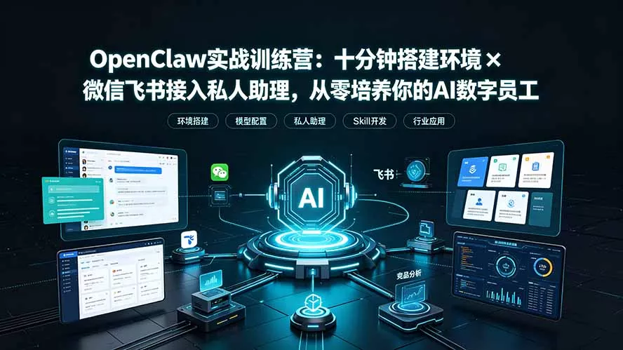 OpenClaw实战特训营：十分钟搭建环境×微信飞书接入私人助理，从零培养你的AI数字员工-心思维创富网_网上创业教程_网络创业项目