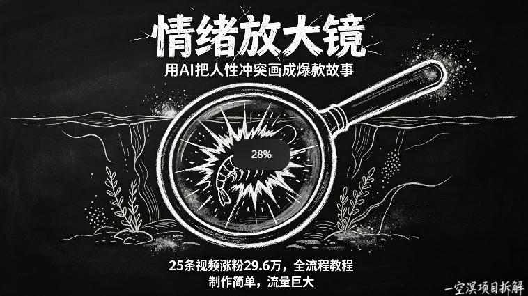 AI制作“情绪放大镜“视频，25条视频涨粉29.6W粉，流量巨大，制作简单，全流程教程-心思维创富网_网上创业教程_网络创业项目