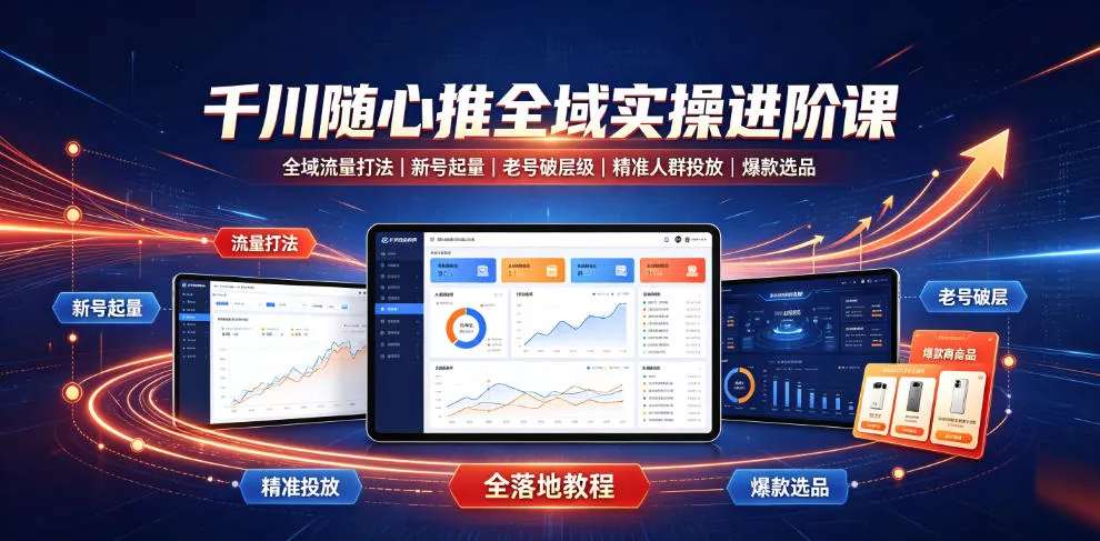 千川随心推全域实操进阶课｜全域流量打法、新号起量、老号破层级、精准人群投放、爆款选品全落地教程-心思维创富网_网上创业教程_网络创业项目