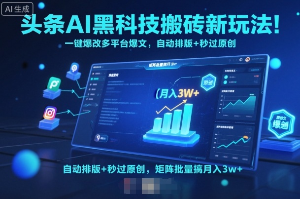头条AI黑科技搬砖新玩法！一键爆改多平台爆文，自动排版+秒过原创，矩阵批量搞月入3w+【揭秘】-心思维创富网_网上创业教程_网络创业项目