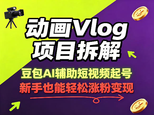 动画Vlog项目拆解，豆包AI辅助短视频起号，新手也能轻松涨粉，43条作品涨粉8.3W-心思维创富网_网上创业教程_网络创业项目