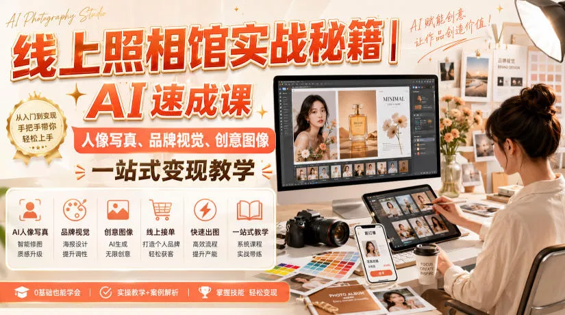 线上照相馆实战秘籍｜AI速成课，人像写真、品牌视觉、创意图像一站式变现教学-心思维创富网_网上创业教程_网络创业项目