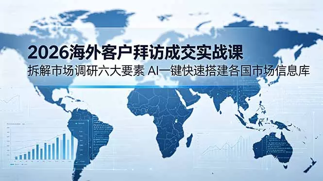 2026海外客户拜访成交实战课：拆解市场调研六大要素，AI一键快速搭建各国市场信息库-心思维创富网_网上创业教程_网络创业项目