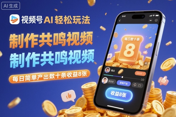 视频号AI轻松玩法，制作共鸣视频，每日简单产出数十条收益8张-心思维创富网_网上创业教程_网络创业项目