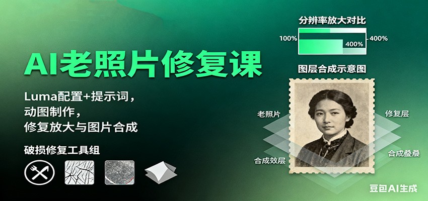 AI老照片修复课：Luma配置+提示词，动图制作，修复放大与图片合成-心思维创富网_网上创业教程_网络创业项目