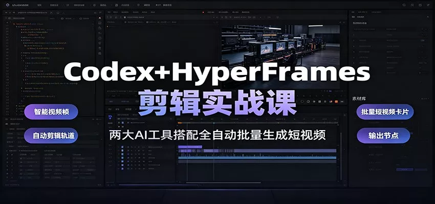 Codex+HyperFrames剪辑实战课：两大AI工具搭配全自动批量生成短视频-心思维创富网_网上创业教程_网络创业项目